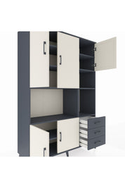 Hyperion Dolap 9 Raflı 3 Çekmeceli 5 Kapaklı 132x44x195 Antrasit-Aytaşı/Antrasit