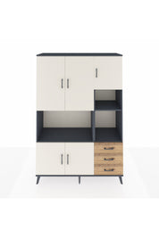 Hyperion Dolap 9 Raflı 3 Çekmeceli 5 Kapaklı 132x44x195 Antrasit-Aytaşı/Çam