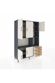 Hyperion Dolap 9 Raflı 3 Çekmeceli 5 Kapaklı 132x44x195 Antrasit-Aytaşı/Çam