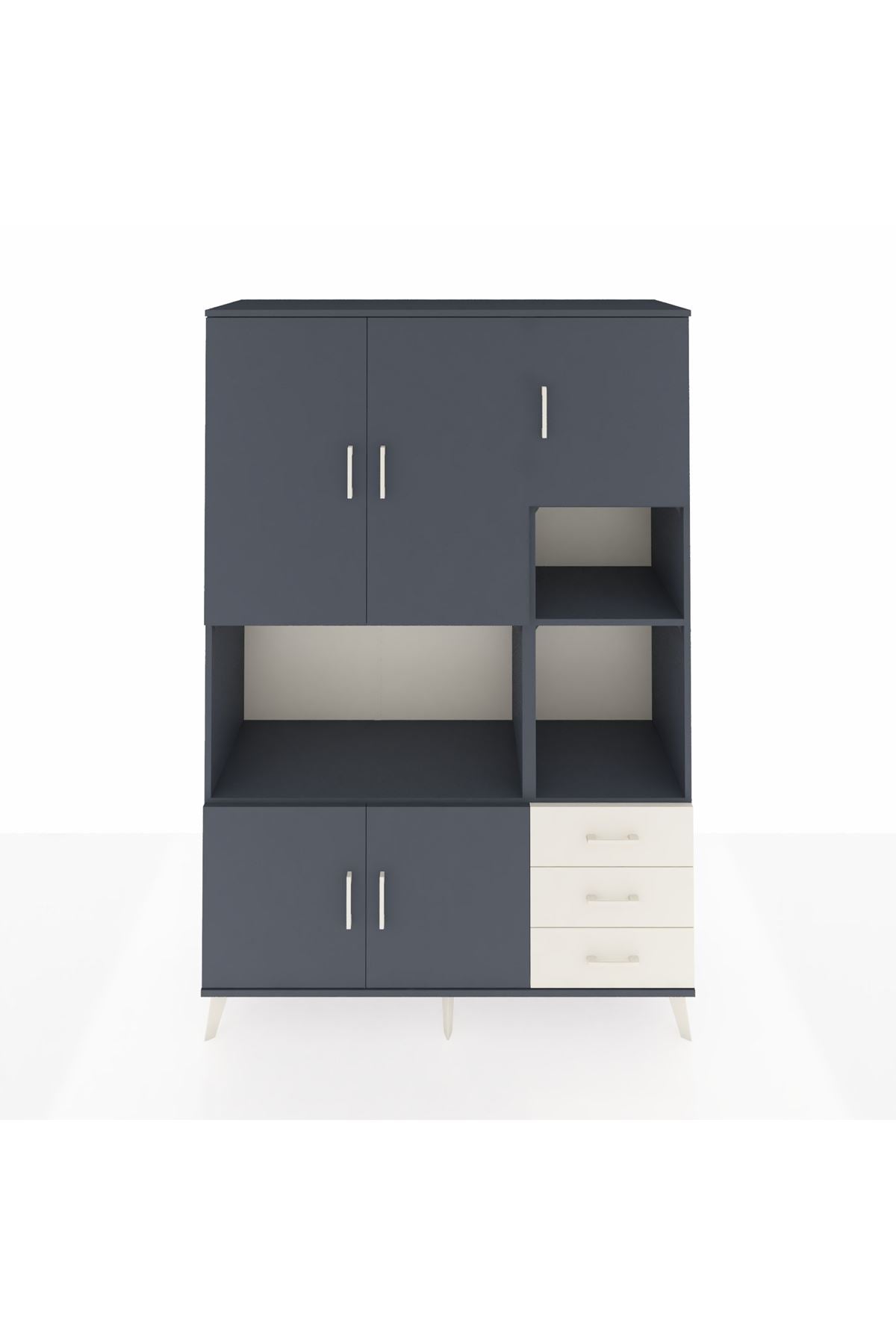 Hyperion Dolap 9 Raflı 3 Çekmeceli 5 Kapaklı 132x44x195 Antrasit-Antrasit/Aytaşı