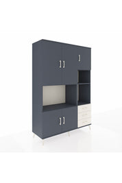 Hyperion Dolap 9 Raflı 3 Çekmeceli 5 Kapaklı 132x44x195 Antrasit-Antrasit/Aytaşı