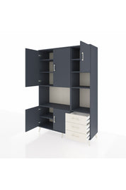 Hyperion Dolap 9 Raflı 3 Çekmeceli 5 Kapaklı 132x44x195 Antrasit-Antrasit/Aytaşı