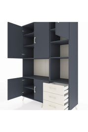 Hyperion Dolap 9 Raflı 3 Çekmeceli 5 Kapaklı 132x44x195 Antrasit-Antrasit/Aytaşı