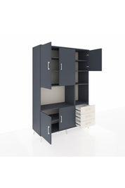 Hyperion Dolap 9 Raflı 3 Çekmeceli 5 Kapaklı 132x44x195 Antrasit-Antrasit/Aytaşı