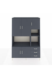 Hyperion Dolap 9 Raflı 3 Çekmeceli 5 Kapaklı 132x44x195 Antrasit-Antrasit/Antrasit