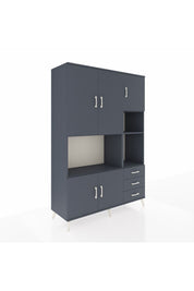 Hyperion Dolap 9 Raflı 3 Çekmeceli 5 Kapaklı 132x44x195 Antrasit-Antrasit/Antrasit