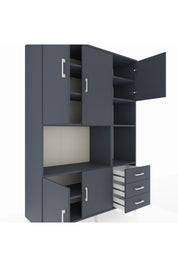 Hyperion Dolap 9 Raflı 3 Çekmeceli 5 Kapaklı 132x44x195 Antrasit-Antrasit/Antrasit