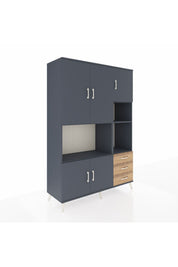 Hyperion Dolap 9 Raflı 3 Çekmeceli 5 Kapaklı 132x44x195 Antrasit-Antrasit/Çam
