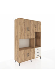 Hyperion Dolap 9 Raflı 3 Çekmeceli 5 Kapaklı 132x44x195 Çam-Çam/Aytaşı
