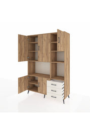 Hyperion Dolap 9 Raflı 3 Çekmeceli 5 Kapaklı 132x44x195 Çam-Çam/Aytaşı