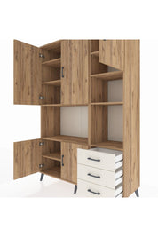 Hyperion Dolap 9 Raflı 3 Çekmeceli 5 Kapaklı 132x44x195 Çam-Çam/Aytaşı