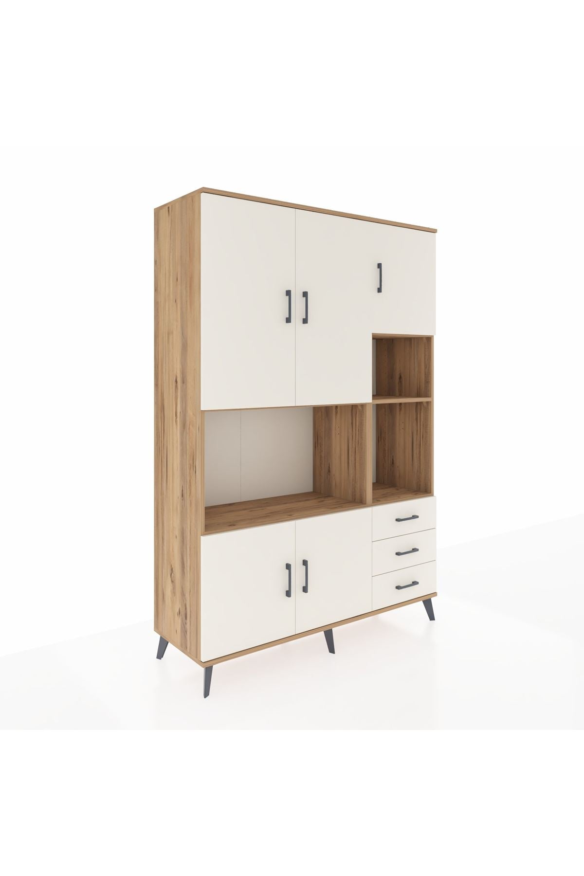 Hyperion Dolap 9 Raflı 3 Çekmeceli 5 Kapaklı 132x44x195 Çam-Aytaşı/Aytaşı