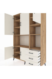 Hyperion Dolap 9 Raflı 3 Çekmeceli 5 Kapaklı 132x44x195 Çam-Aytaşı/Aytaşı