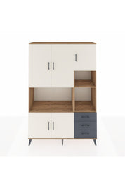 Hyperion Dolap 9 Raflı 3 Çekmeceli 5 Kapaklı 132x44x195 Çam-Aytaşı/Antrasit