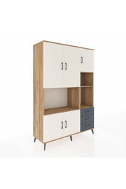 Hyperion Dolap 9 Raflı 3 Çekmeceli 5 Kapaklı 132x44x195 Çam-Aytaşı/Antrasit