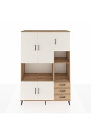 Hyperion Dolap 9 Raflı 3 Çekmeceli 5 Kapaklı 132x44x195 Çam-Aytaşı/Çam