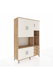 Hyperion Dolap 9 Raflı 3 Çekmeceli 5 Kapaklı 132x44x195 Çam-Aytaşı/Çam