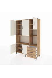 Hyperion Dolap 9 Raflı 3 Çekmeceli 5 Kapaklı 132x44x195 Çam-Aytaşı/Çam