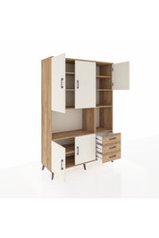Hyperion Dolap 9 Raflı 3 Çekmeceli 5 Kapaklı 132x44x195 Çam-Aytaşı/Çam