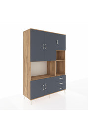 Hyperion Dolap 9 Raflı 3 Çekmeceli 5 Kapaklı 132x44x195 Çam-Antrasit/Antrasit