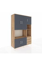 Hyperion Dolap 9 Raflı 3 Çekmeceli 5 Kapaklı 132x44x195 Çam-Antrasit/Çam