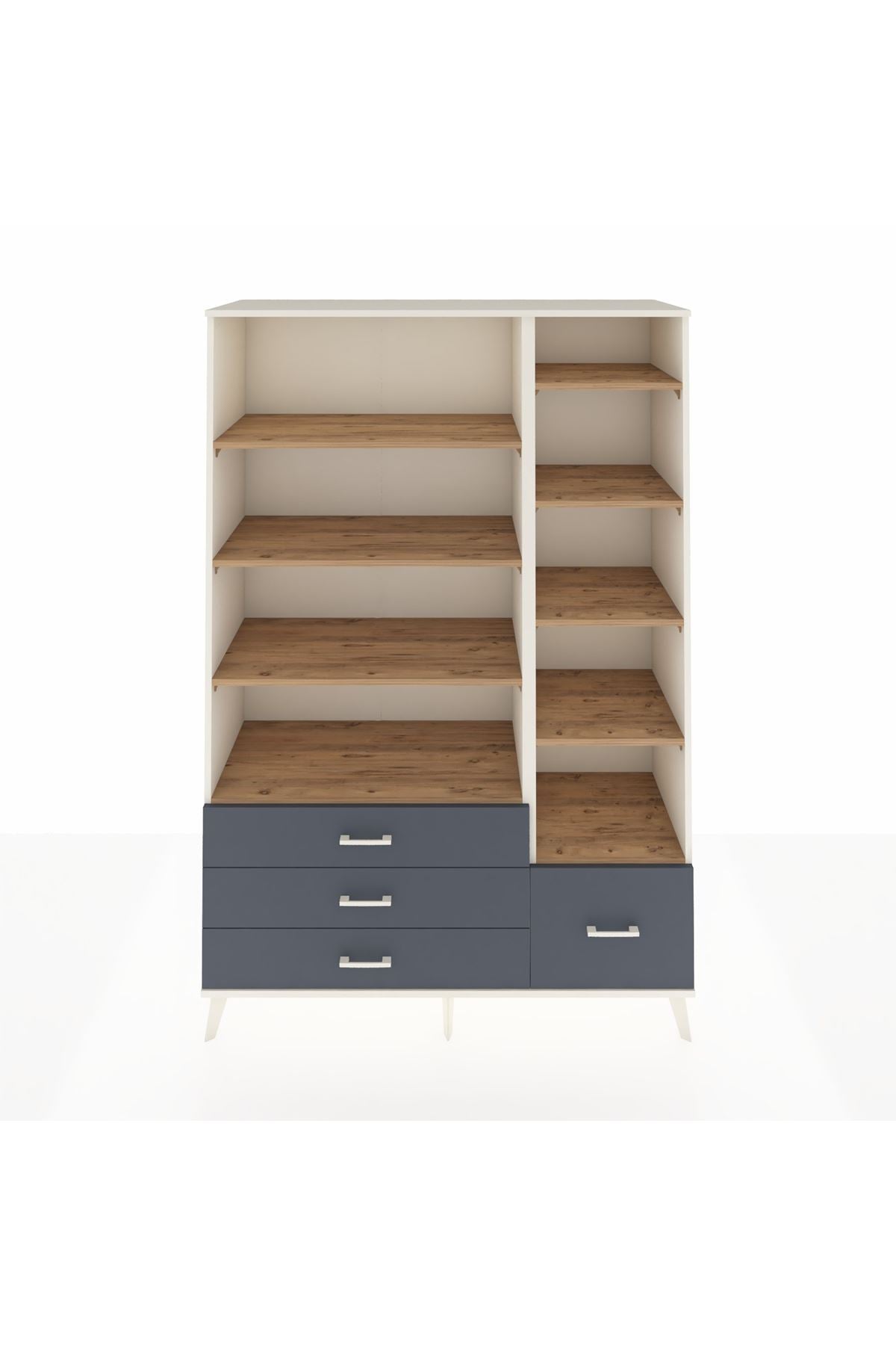 Hyperion Dolap 9 Raflı 4 Çekmeceli  132x44x195 Aytaşı-Çam/Antrasit