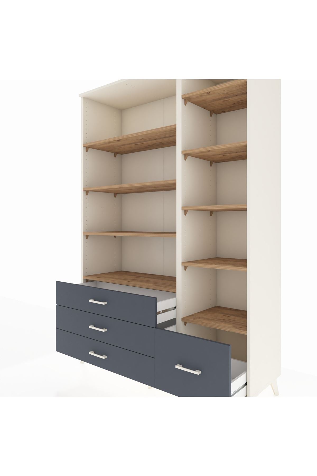 Hyperion Dolap 9 Raflı 4 Çekmeceli  132x44x195 Aytaşı-Çam/Antrasit