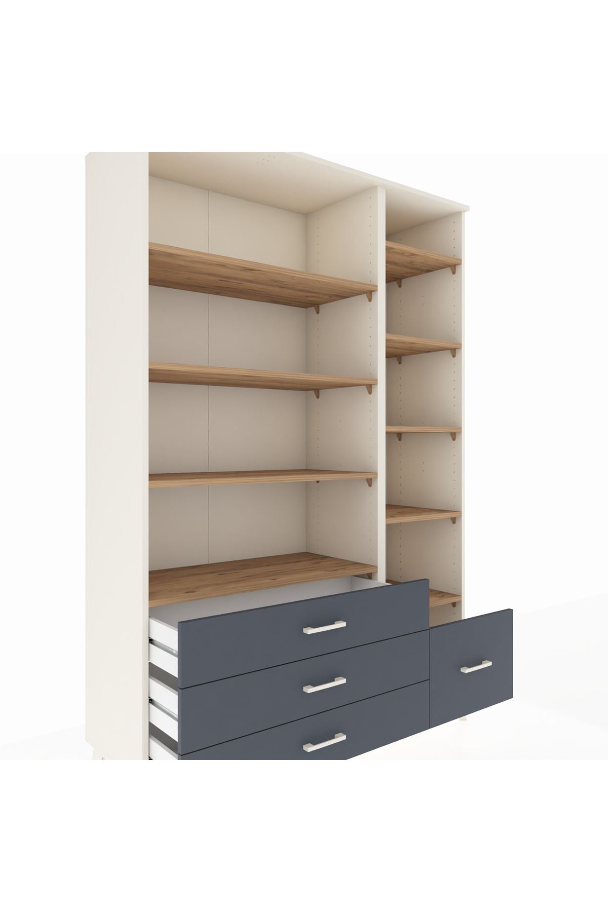 Hyperion Dolap 9 Raflı 4 Çekmeceli  132x44x195 Aytaşı-Çam/Antrasit