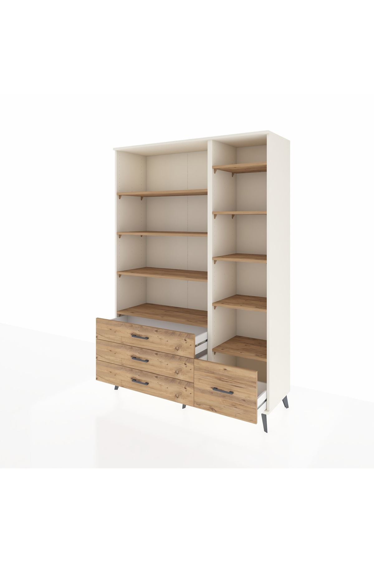 Hyperion Dolap 9 Raflı 4 Çekmeceli  132x44x195 Aytaşı-Çam/Çam