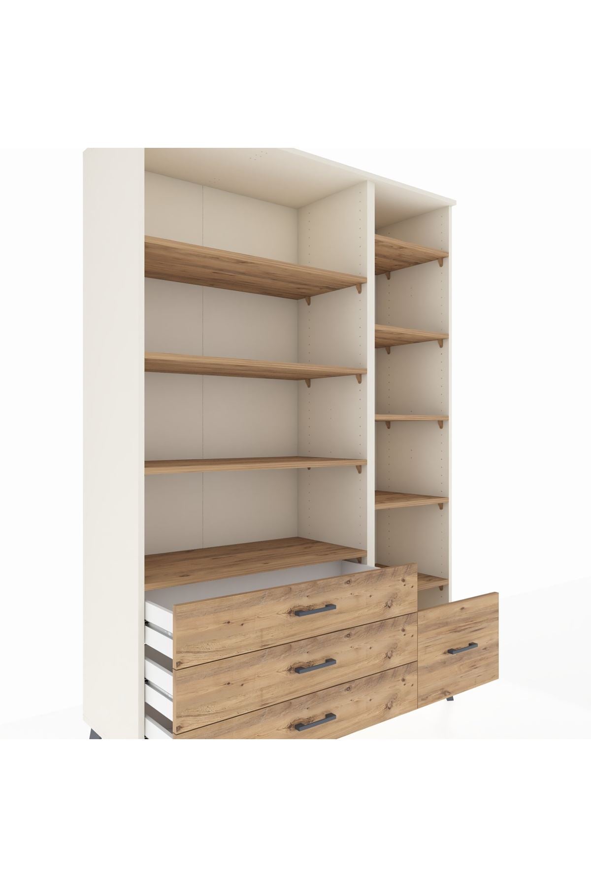 Hyperion Dolap 9 Raflı 4 Çekmeceli  132x44x195 Aytaşı-Çam/Çam