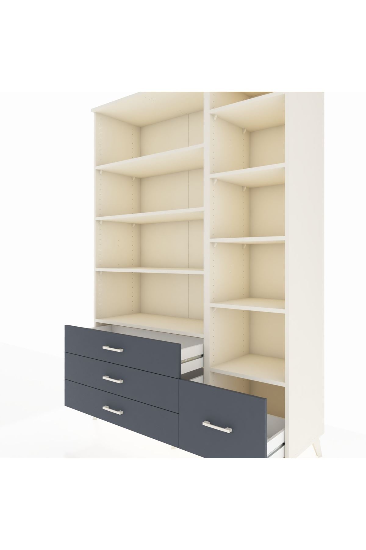 Hyperion Dolap 9 Raflı 4 Çekmeceli  132x44x195 Aytaşı-Aytaşı/Antrasit