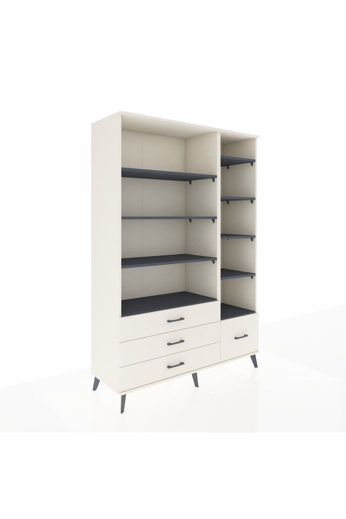 Hyperion Dolap 9 Raflı 4 Çekmeceli  132x44x195 Aytaşı-Antrasit/Aytaşı