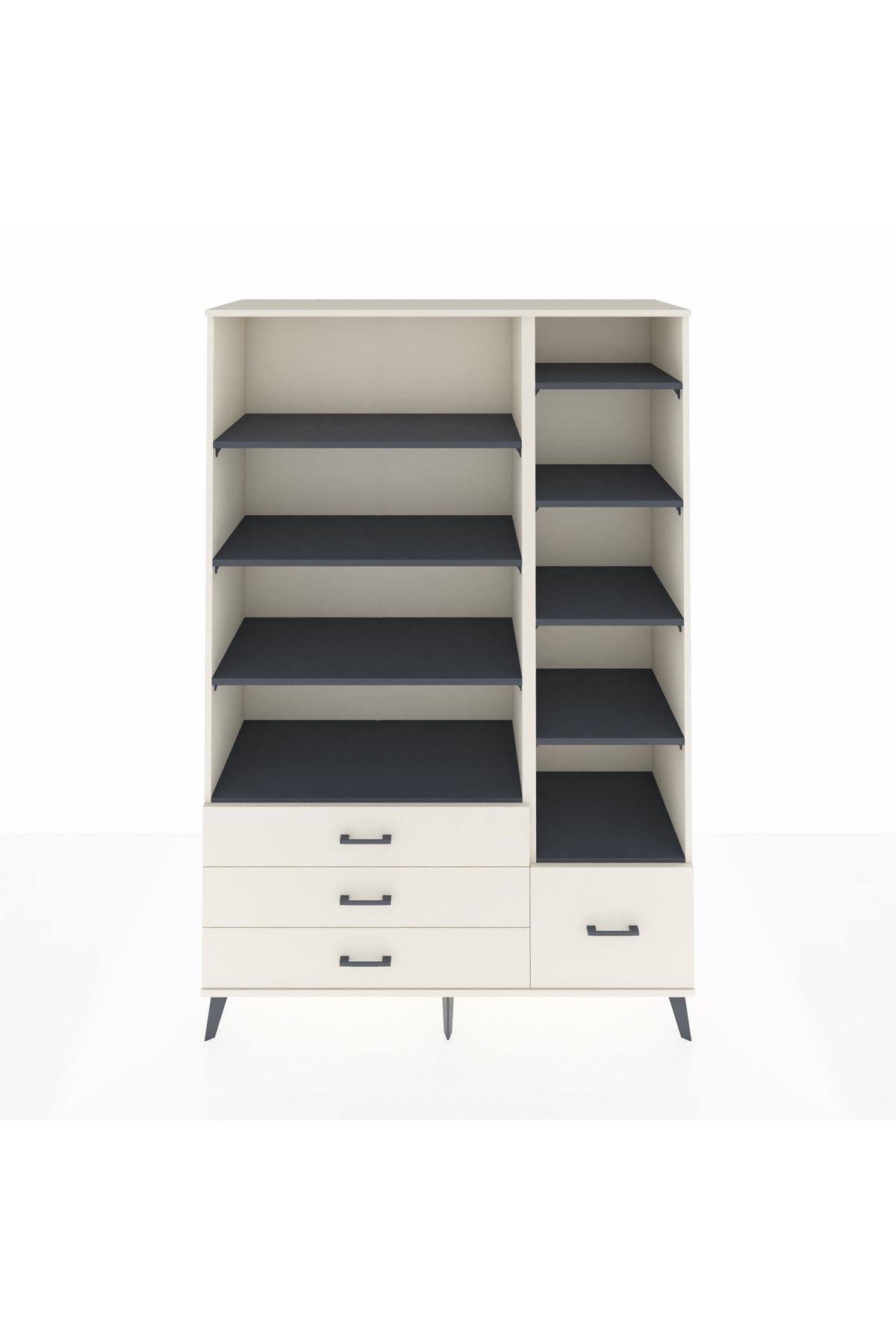 Hyperion Dolap 9 Raflı 4 Çekmeceli  132x44x195 Aytaşı-Antrasit/Aytaşı