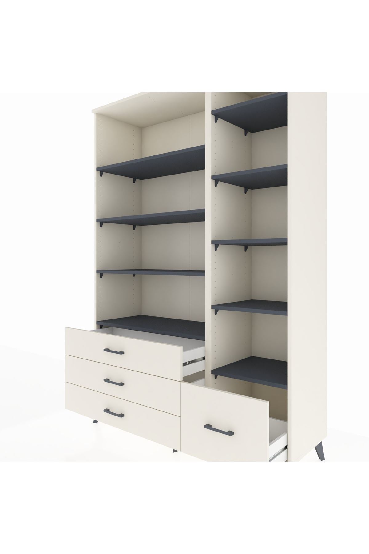 Hyperion Dolap 9 Raflı 4 Çekmeceli  132x44x195 Aytaşı-Antrasit/Aytaşı