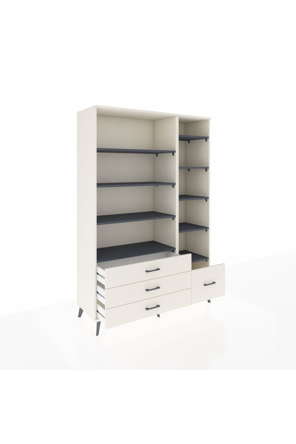 Hyperion Dolap 9 Raflı 4 Çekmeceli  132x44x195 Aytaşı-Antrasit/Aytaşı