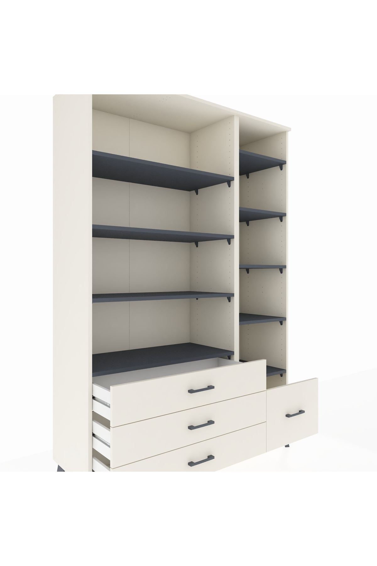 Hyperion Dolap 9 Raflı 4 Çekmeceli  132x44x195 Aytaşı-Antrasit/Aytaşı