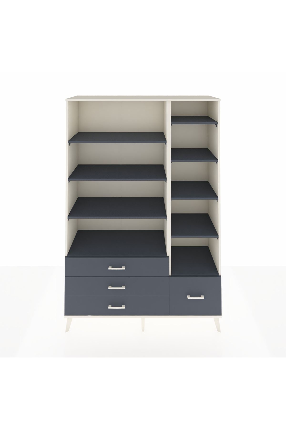 Hyperion Dolap 9 Raflı 4 Çekmeceli  132x44x195 Aytaşı-Antrasit/Antrasit