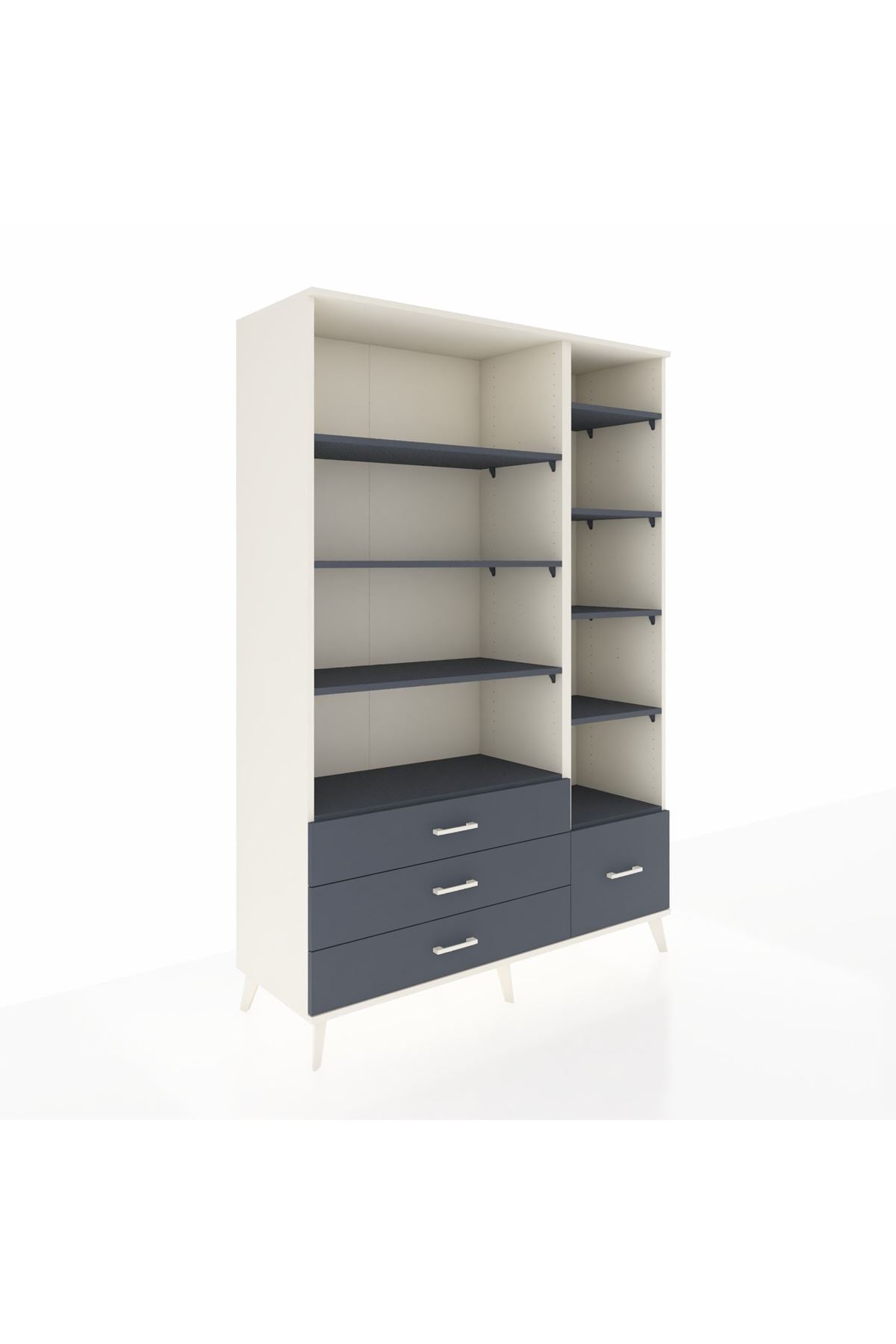 Hyperion Dolap 9 Raflı 4 Çekmeceli  132x44x195 Aytaşı-Antrasit/Antrasit