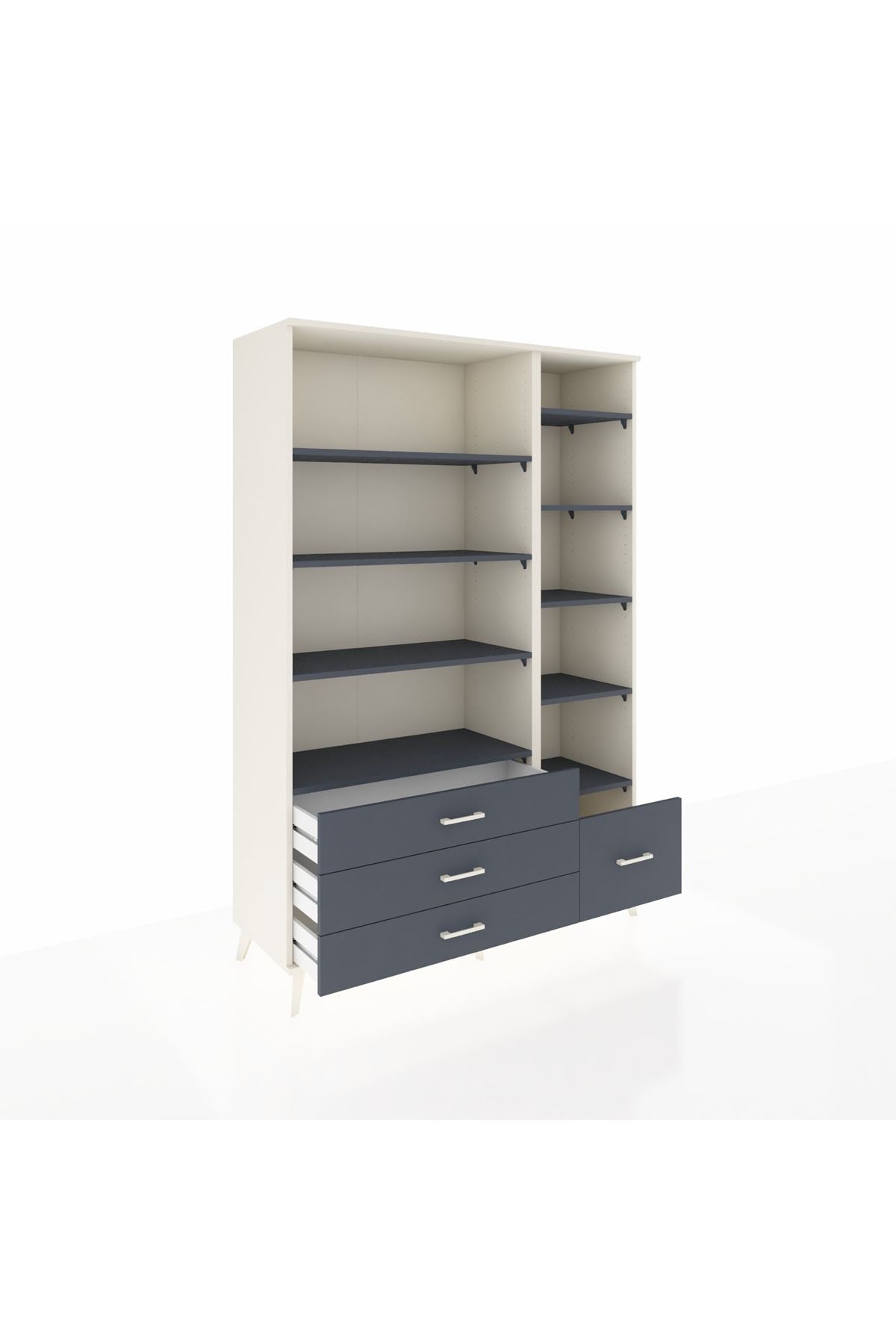 Hyperion Dolap 9 Raflı 4 Çekmeceli  132x44x195 Aytaşı-Antrasit/Antrasit