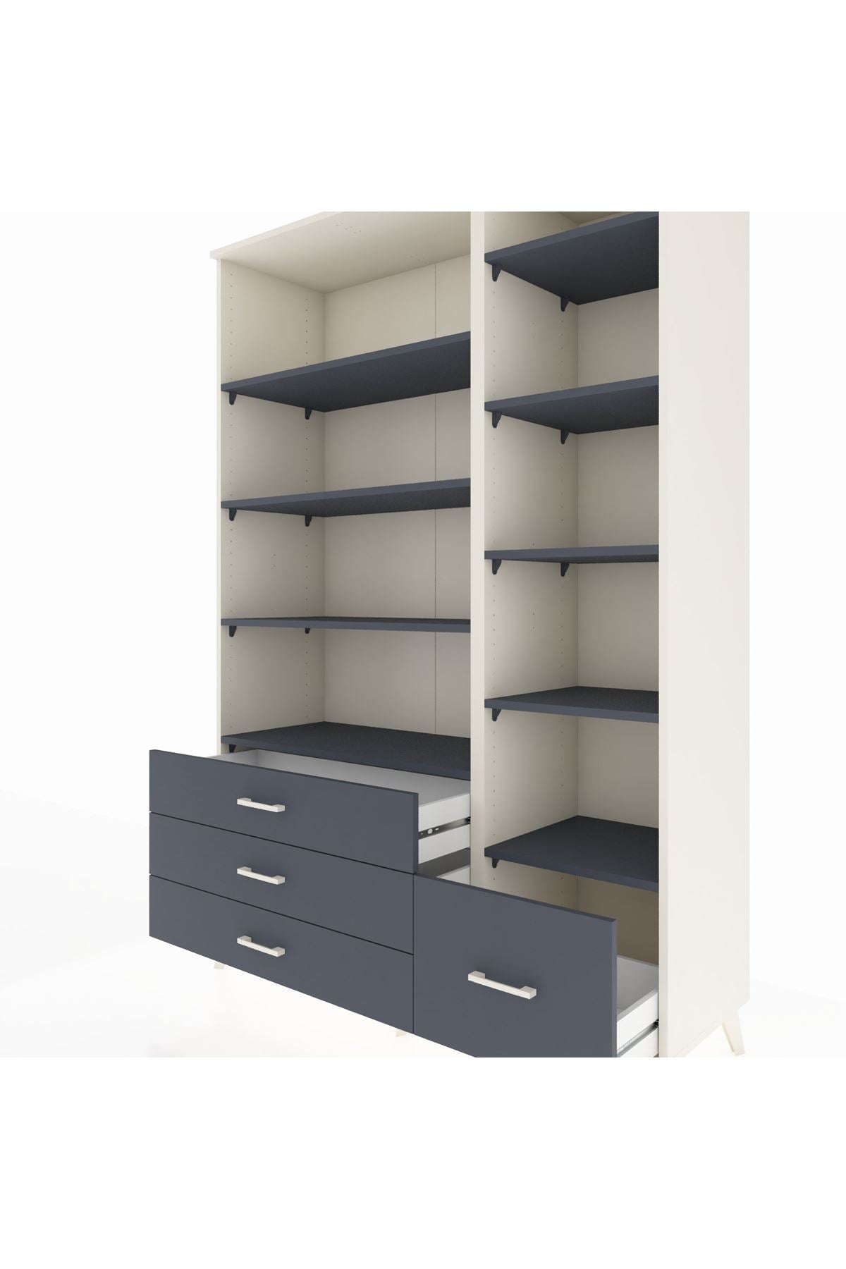 Hyperion Dolap 9 Raflı 4 Çekmeceli  132x44x195 Aytaşı-Antrasit/Antrasit