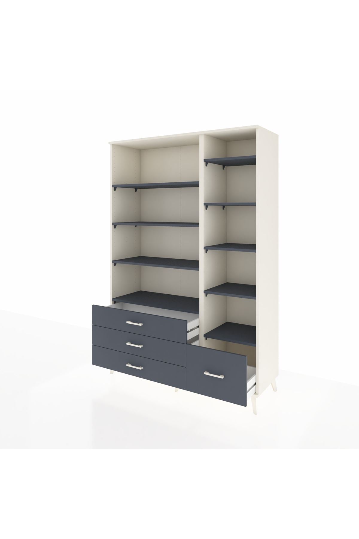 Hyperion Dolap 9 Raflı 4 Çekmeceli  132x44x195 Aytaşı-Antrasit/Antrasit