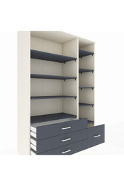 Hyperion Dolap 9 Raflı 4 Çekmeceli  132x44x195 Aytaşı-Antrasit/Antrasit