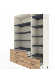 Hyperion Dolap 9 Raflı 4 Çekmeceli  132x44x195 Aytaşı-Antrasit/Çam