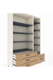 Hyperion Dolap 9 Raflı 4 Çekmeceli  132x44x195 Aytaşı-Antrasit/Çam