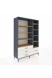 Hyperion Dolap 9 Raflı 4 Çekmeceli  132x44x195 Antrasit-Çam/Aytaşı
