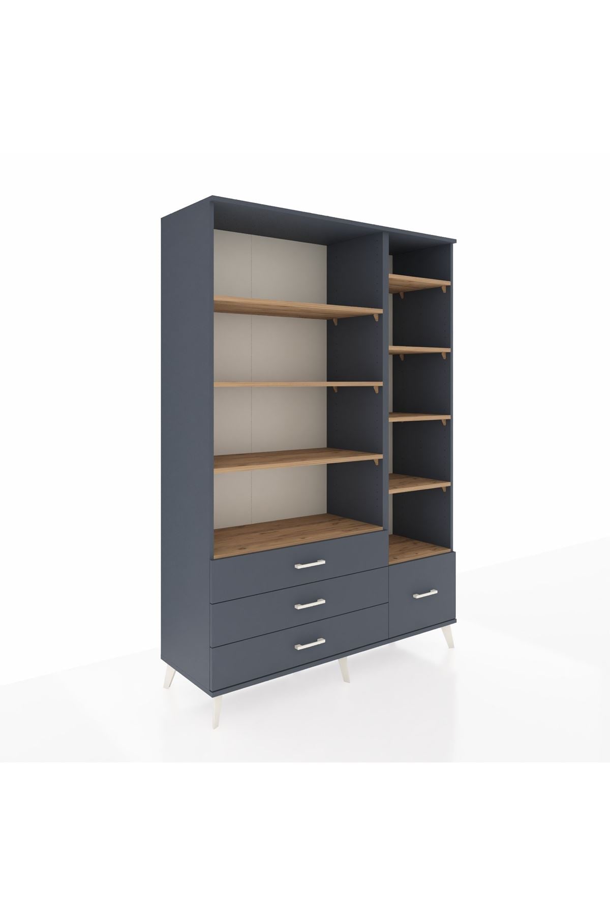 Hyperion Dolap 9 Raflı 4 Çekmeceli  132x44x195 Antrasit-Çam/Antrasit