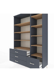 Hyperion Dolap 9 Raflı 4 Çekmeceli  132x44x195 Antrasit-Çam/Antrasit