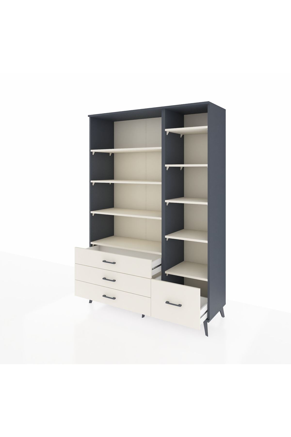 Hyperion Dolap 9 Raflı 4 Çekmeceli  132x44x195 Antrasit-Aytaşı/Aytaşı