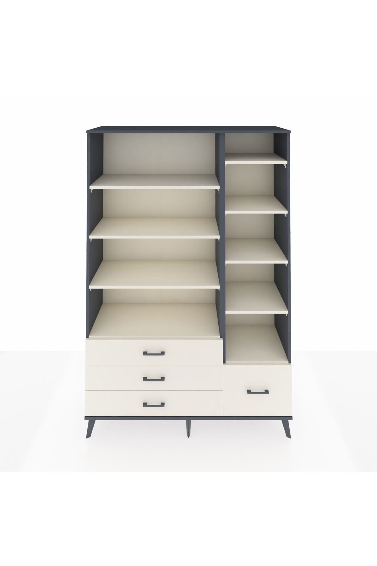 Hyperion Dolap 9 Raflı 4 Çekmeceli  132x44x195 Antrasit-Aytaşı/Aytaşı