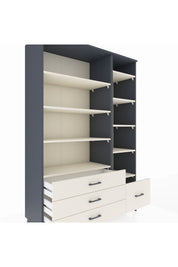 Hyperion Dolap 9 Raflı 4 Çekmeceli  132x44x195 Antrasit-Aytaşı/Aytaşı